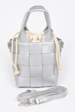 Faux Leather Braided Handle Bag W/canvas Pouch Faux Leather Braided Handle Bag W/canvas Pouch