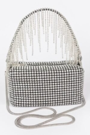 Oversized Rhinestone Fringe Strap Clutch Oversized Rhinestone Fringe Strap Clutch