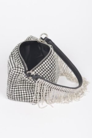 Oversized Rhinestone Fringe Strap Clutch Oversized Rhinestone Fringe Strap Clutch