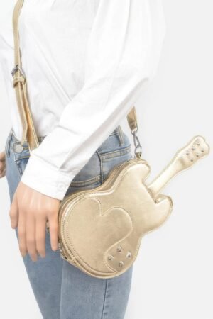 Metallic Faux Leather Guitar Novelty Bag Metallic Faux Leather Guitar Novelty Bag