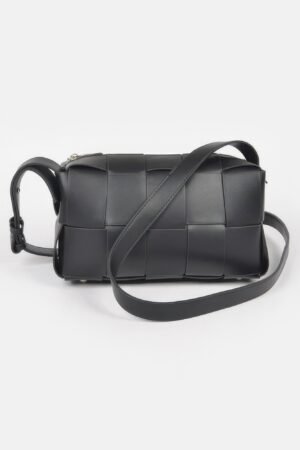 Faux Leather Braided Zip Bag