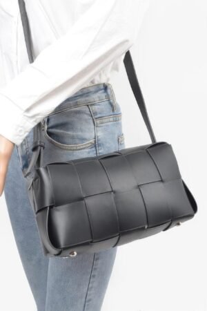 Faux Leather Braided Zip Bag Faux Leather Braided Zip Bag