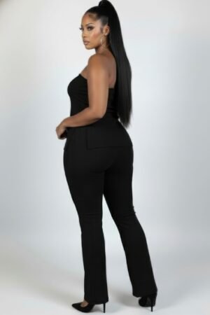 Plus Size Ultra-fine Ribbed Slit Tube Top & High-waist Flare Pants Set Plus Size Ultra-fine Ribbed Slit Tube Top & High-waist Flare Pants Set