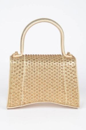 Metallic Rhinestone Hotfix Top Handle Flap Bag Metallic Rhinestone Hotfix Top Handle Flap Bag