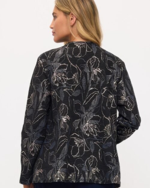 plus size fukuro jacquard open front jacket