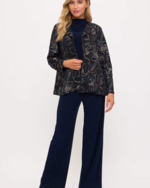 plus size fukuro jacquard open front jacket