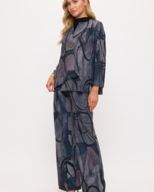 challenge print wide leg pant