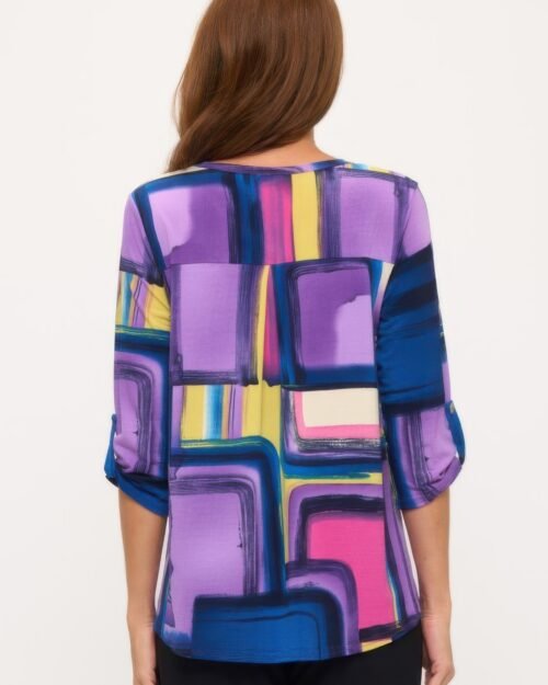 hit roll sleeve v-neck top