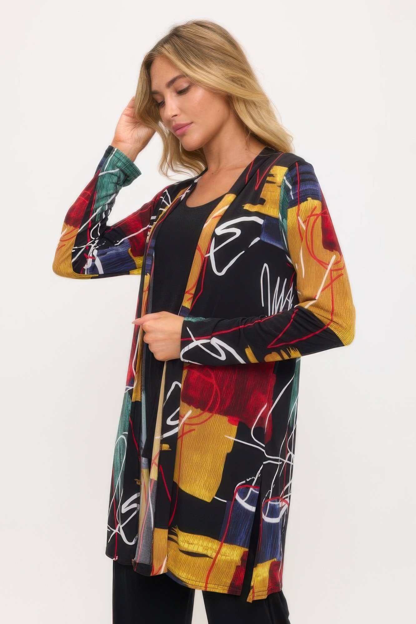long sleeve print cardigan