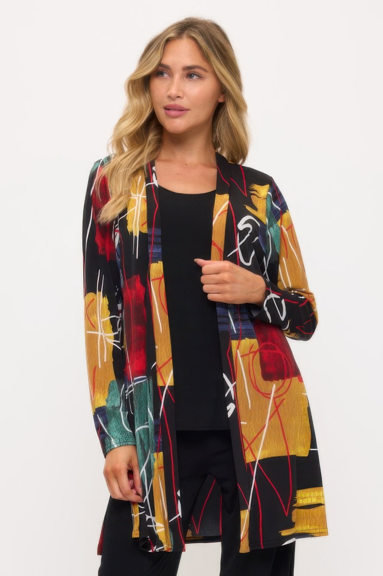 long sleeve print cardigan
