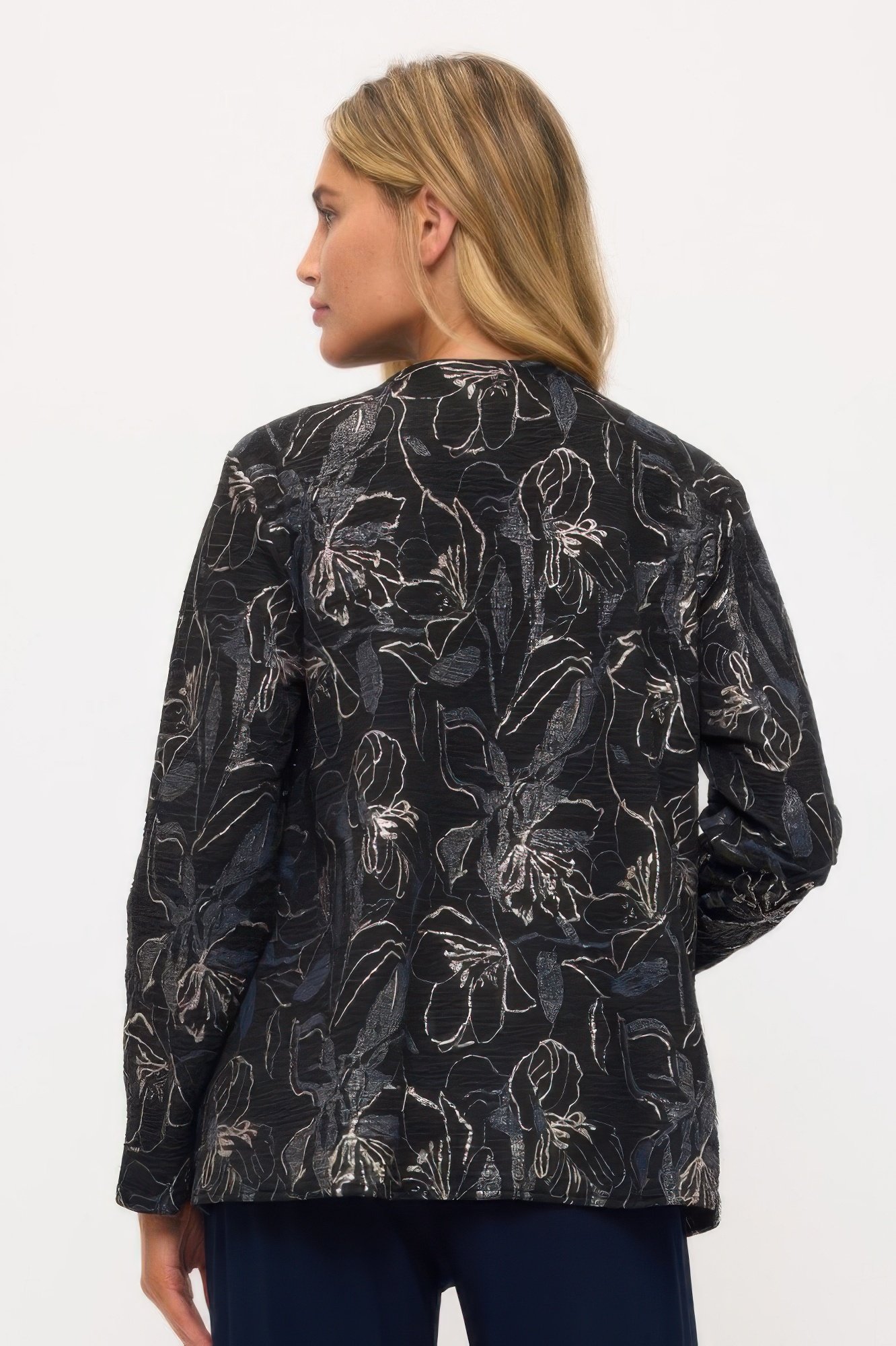 fukuro jacquard open front jacket w/foil
