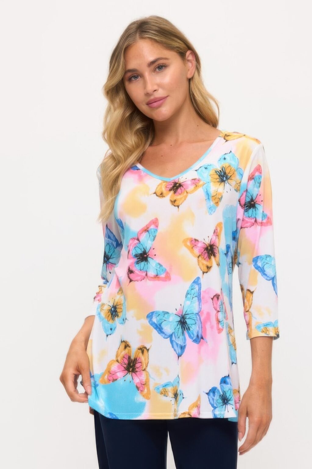 hit v-neck band top w/vent