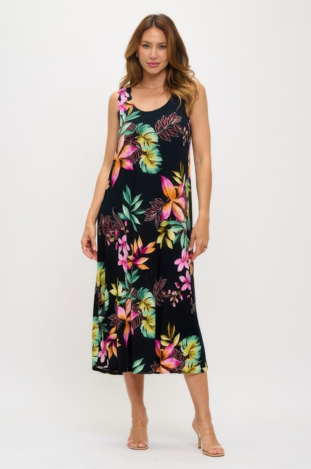 plus size print bns tank long dress