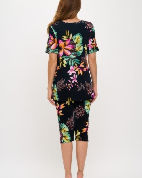 plus size print bns capri pants set