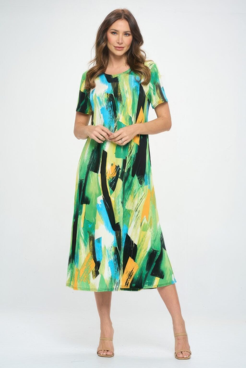 bns long dress brushstroke print