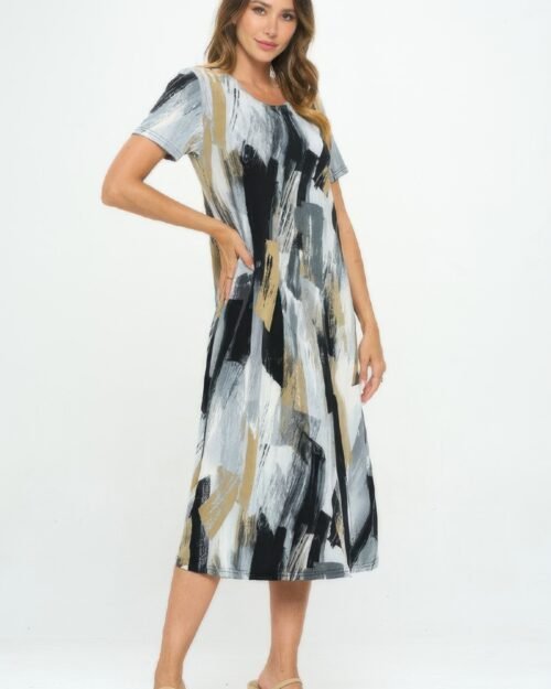 bns long dress brushstroke print