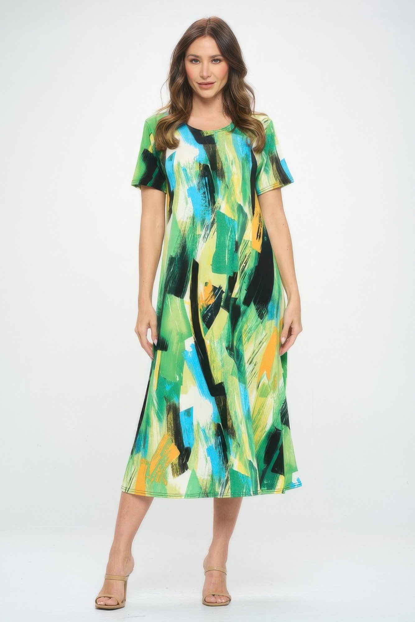 bns long dress brushstroke print