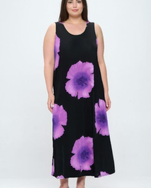 stretchy floral print maxi dress