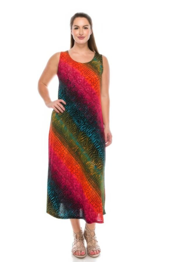 Abstract Print Stretchy Maxi Dress