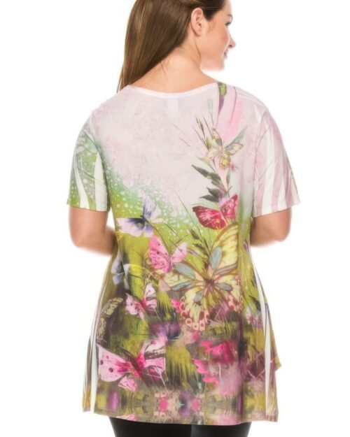 printed sparkle v neck top