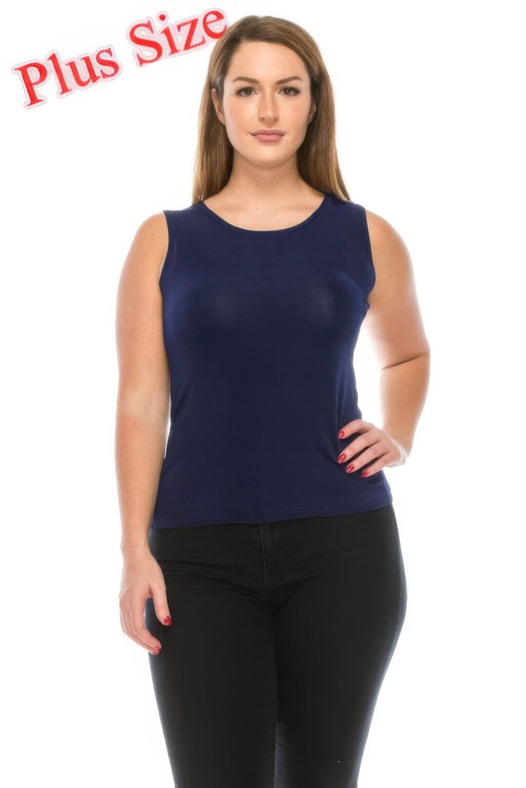 plus size sleeveless solid tank top