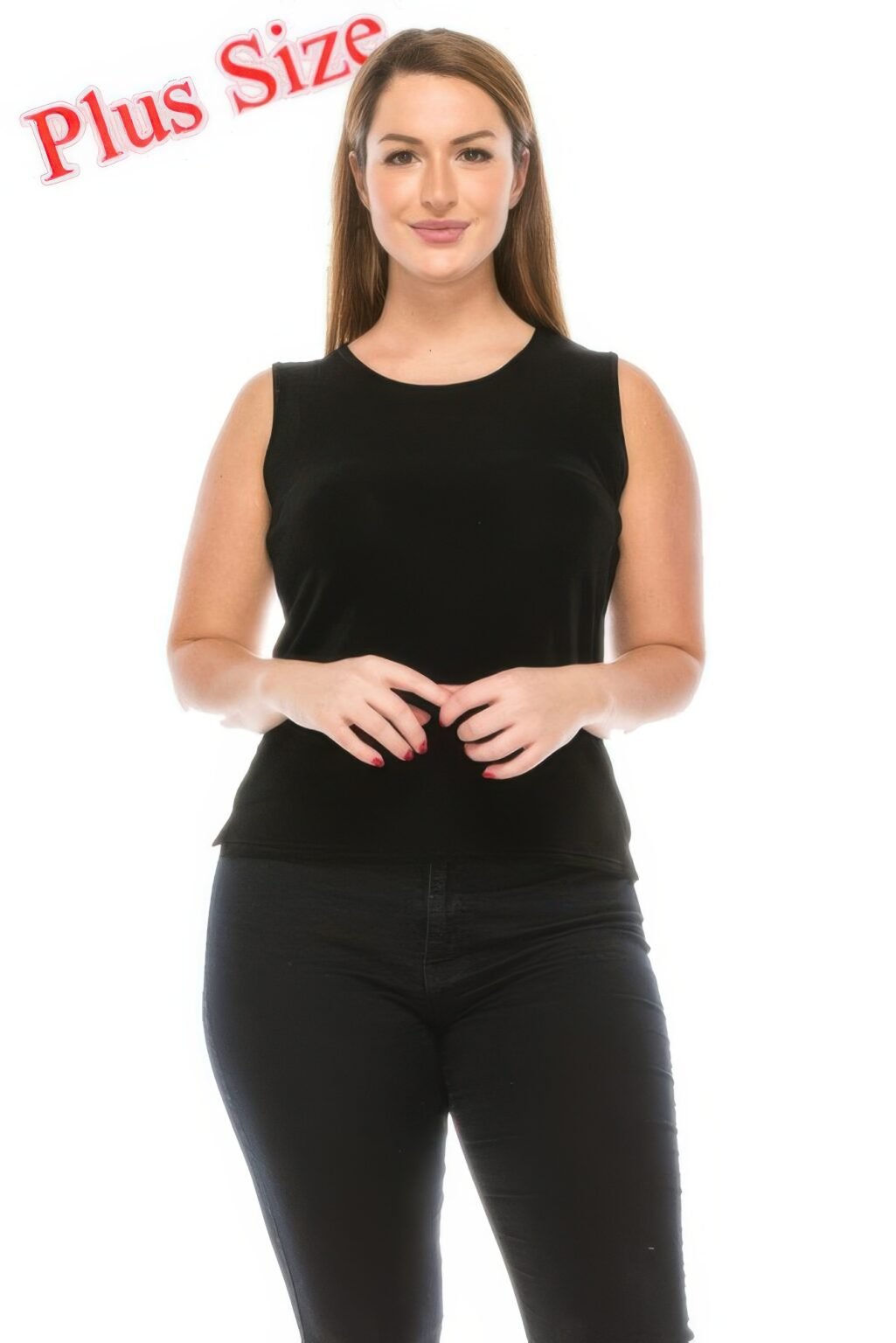 plus size sleeveless round neck tank