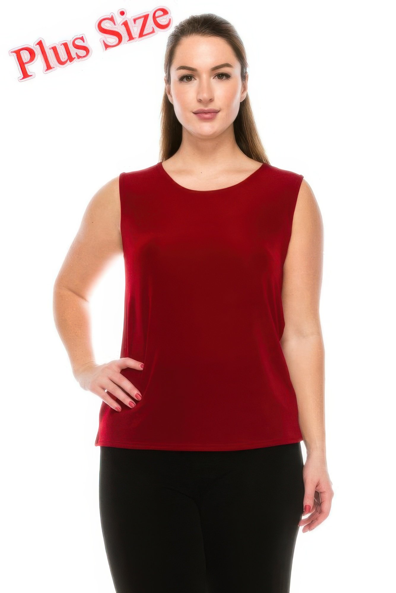 plus size sleeveless round neck tank - image 6