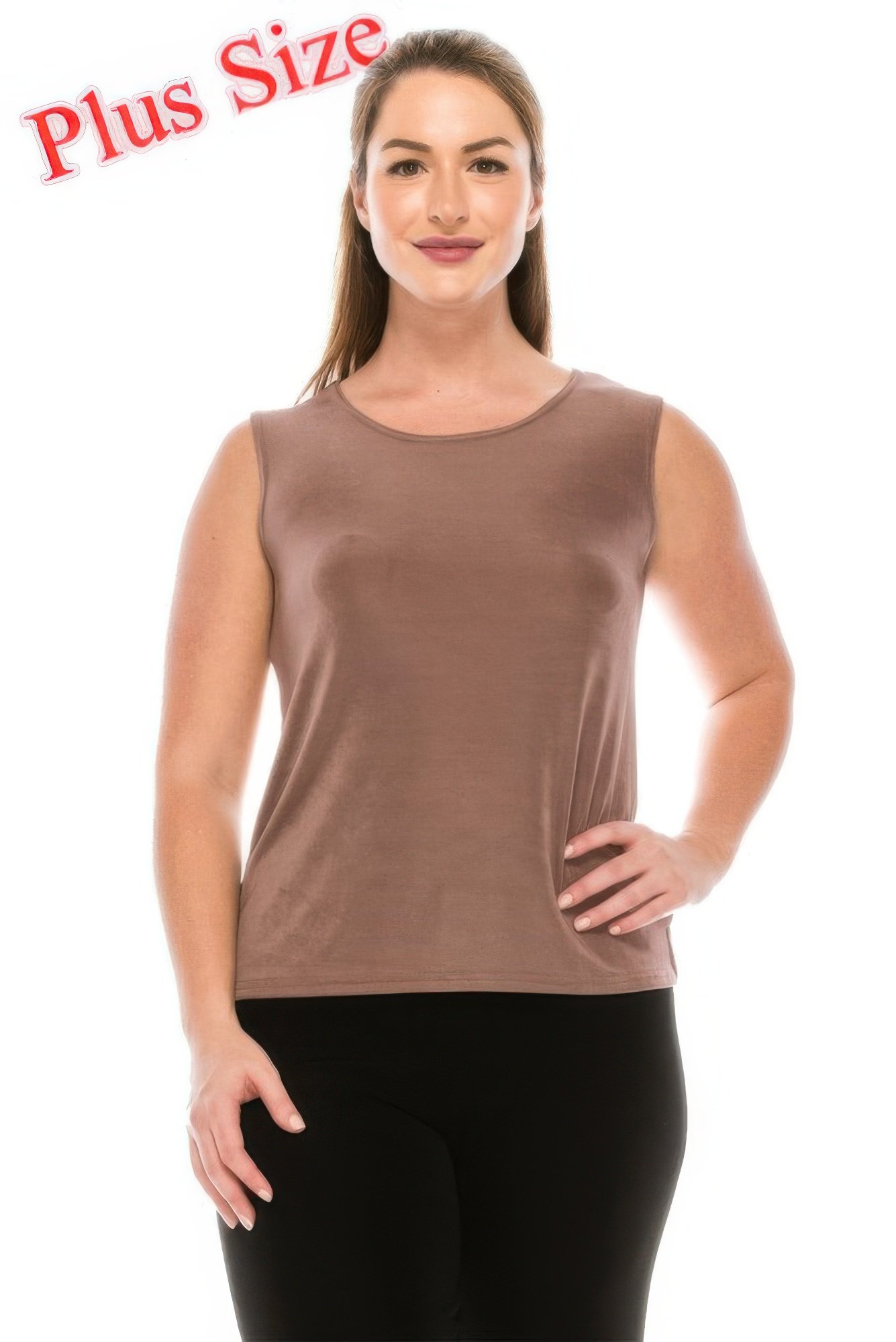 plus size sleeveless round neck tank - image 7