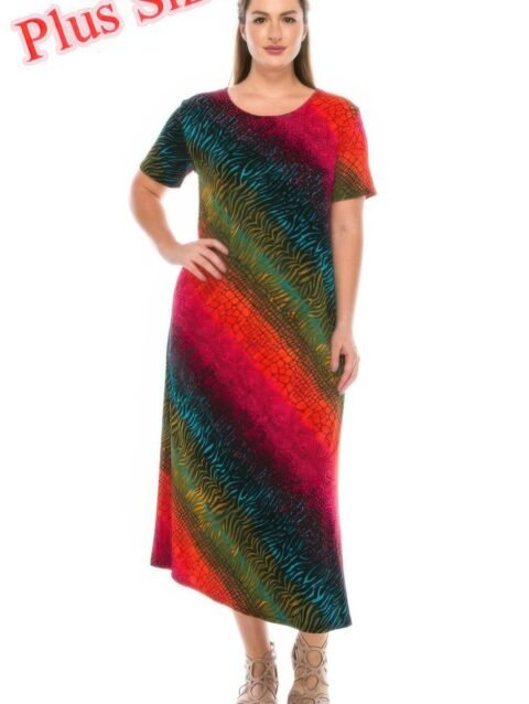 Short Sleeve Printed Maxi Dress