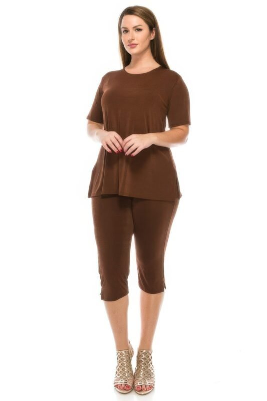 Plus Size Print Capri Pant Set