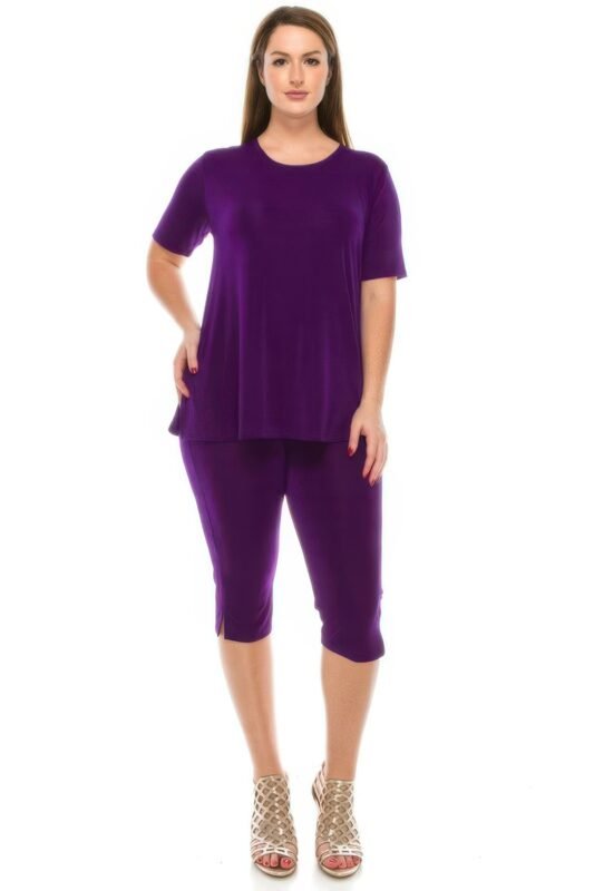 Plus Size Print Capri Pant Set