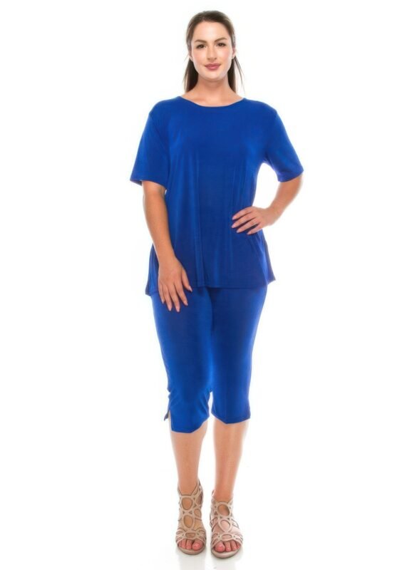 Plus Size Print Capri Pant Set