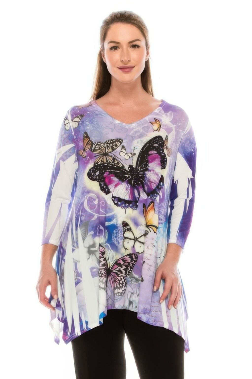 quarter sleeve rhinestone top