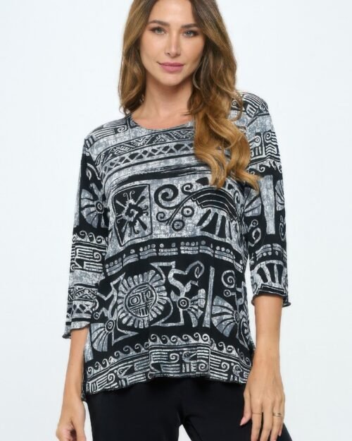 merrow quarter sleeve print top