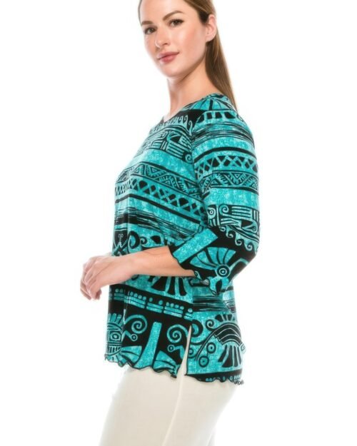 merrow quarter sleeve print top