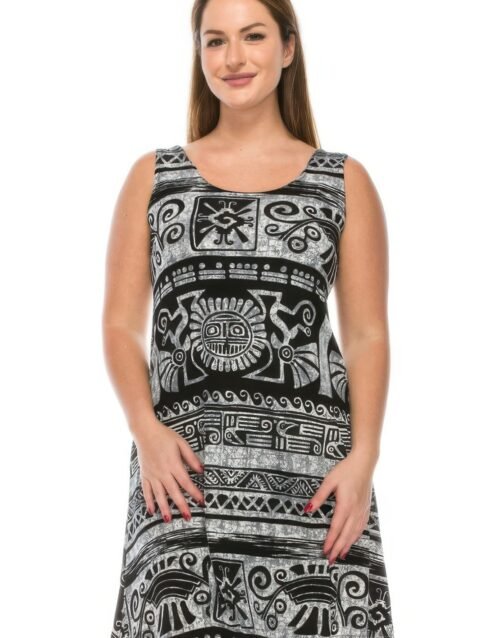 Stretchy Abstract Print Short Dress