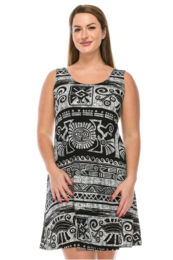 Stretchy Abstract Print Short Dress