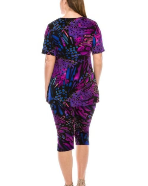 short sleeve print top capri pants