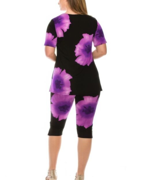 floral print top capri pants set