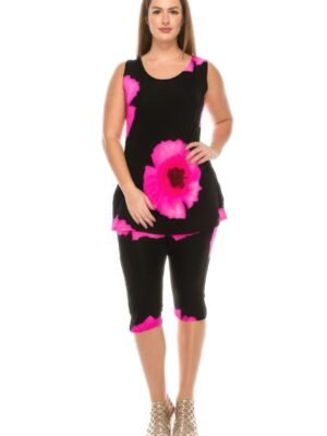 Floral Print Sleeveless Capri Set