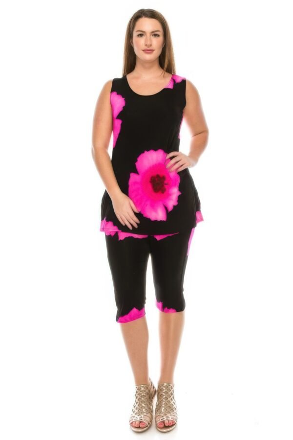 Floral Print Sleeveless Capri Set