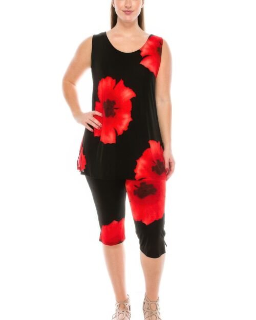 floral print sleeveless capri set