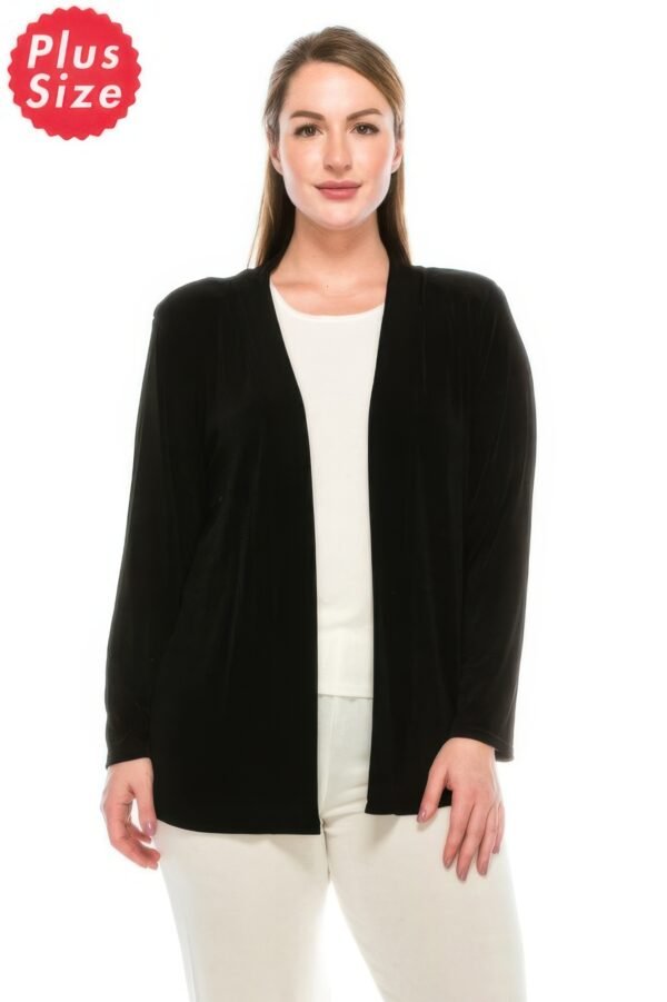 Plus Size Long Sleeve Acetate Cardigan