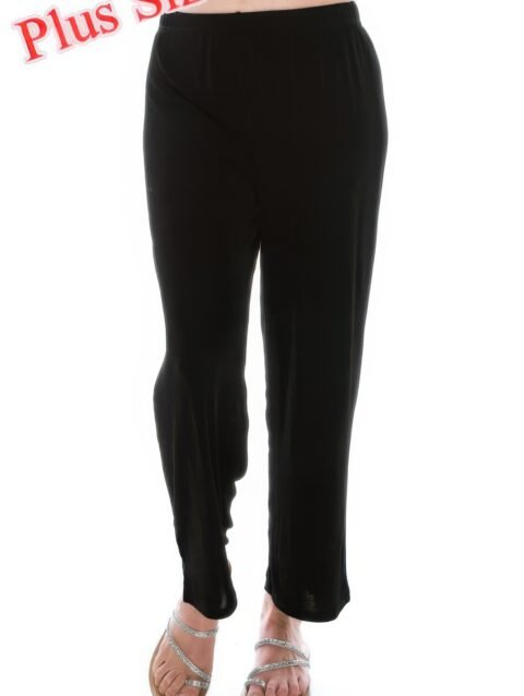 Plus Size Stretchy Solid Ankle Plus Pants