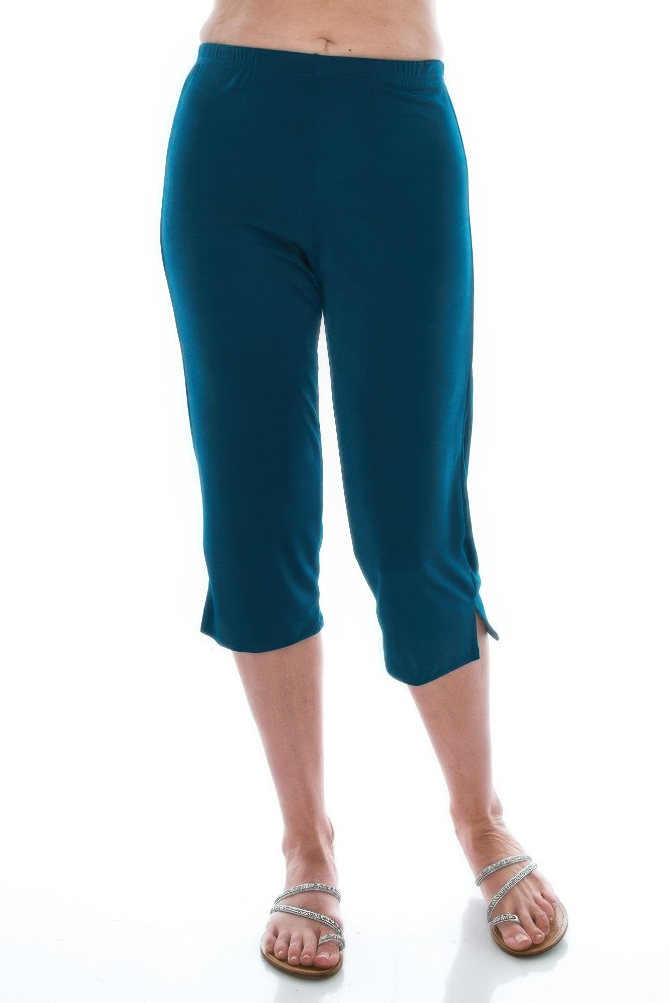 stretchy solid capri pants