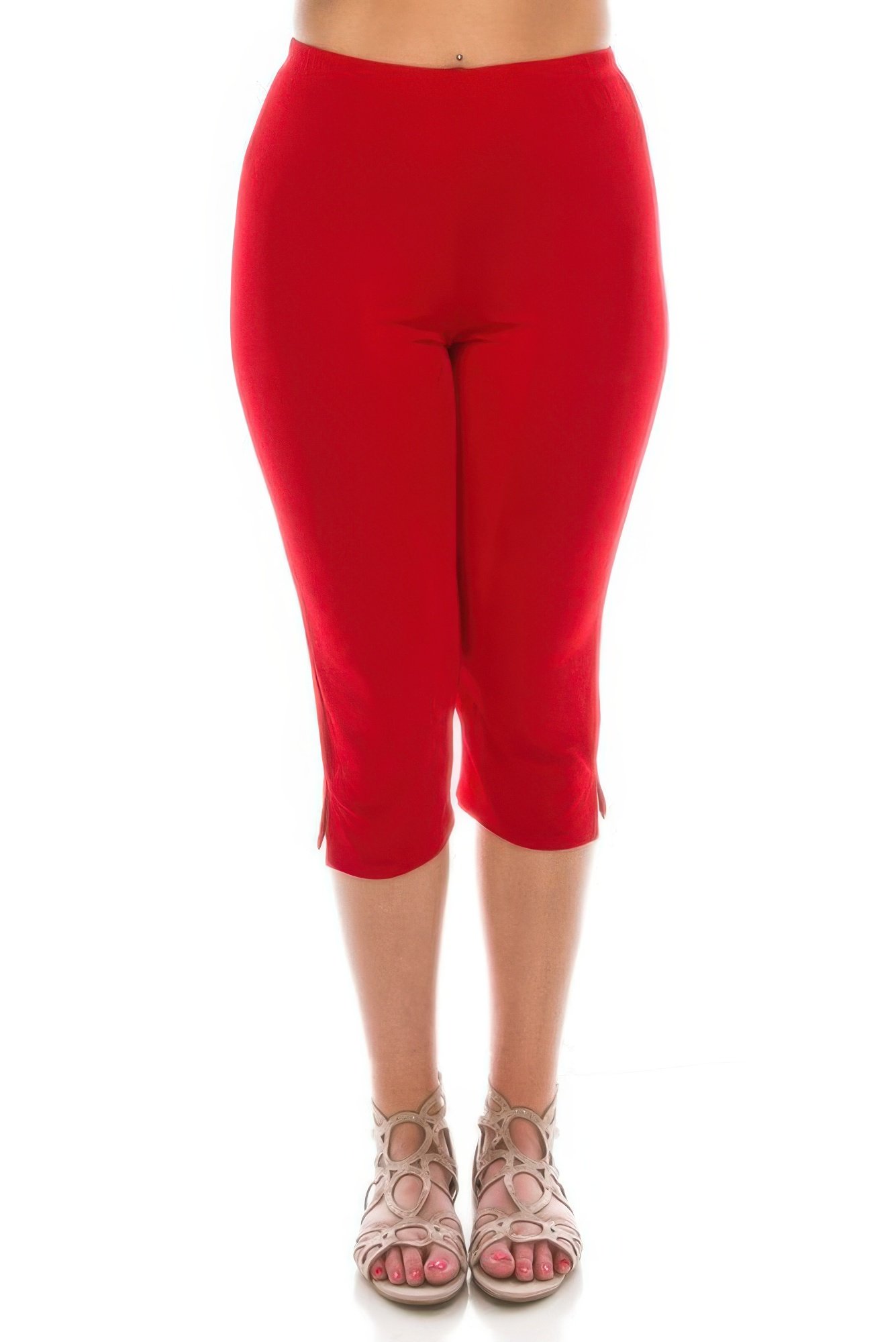 stretchy solid capri pants