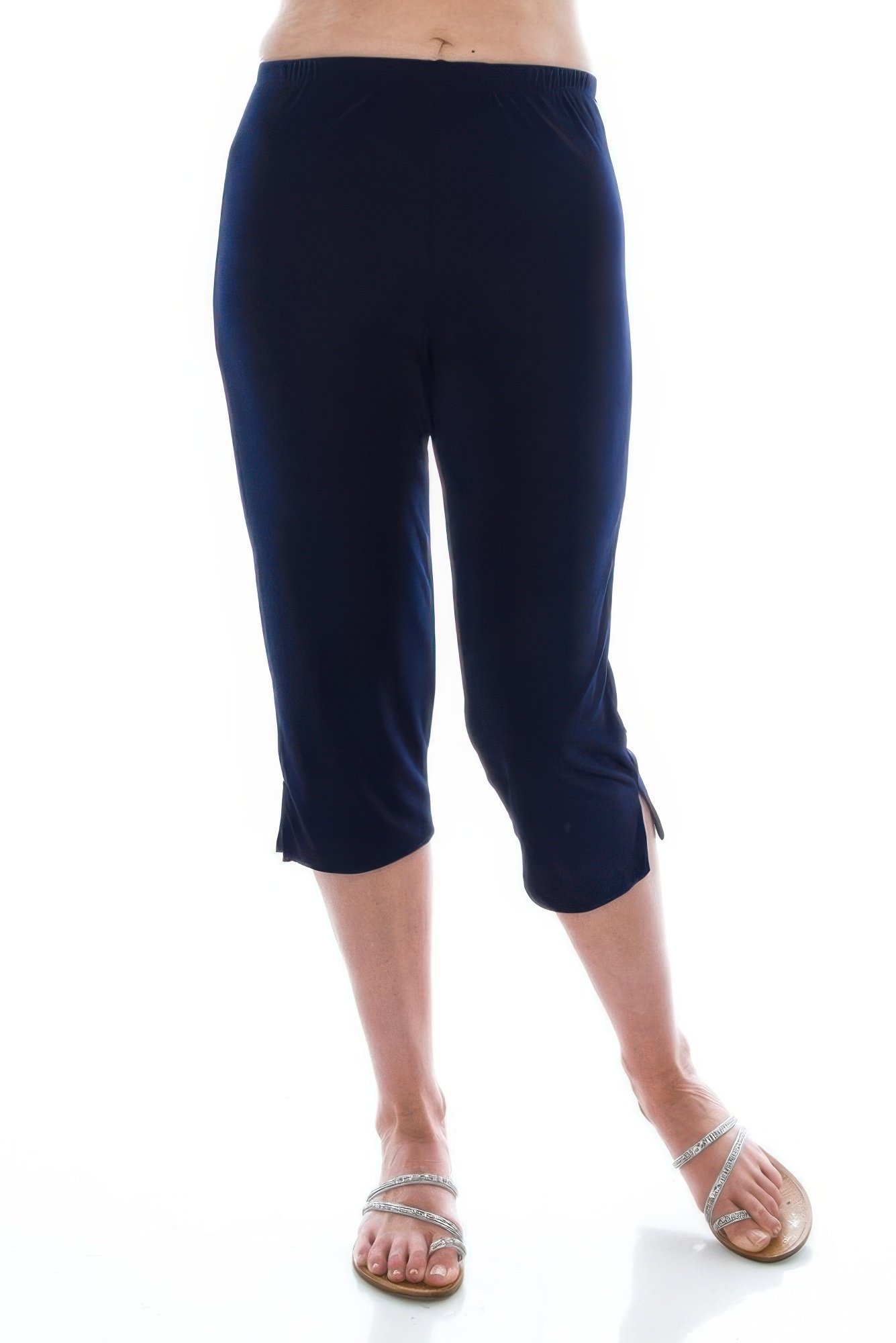 stretchy solid capri pants