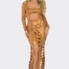 Metallic Sexy Cut Out Maxi Dress