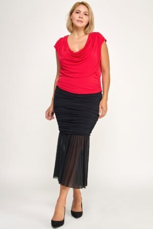 Plus Size Draped Cowl Neck Cap-sleeve Blouse Plus Size Draped Cowl Neck Cap-sleeve Blouse