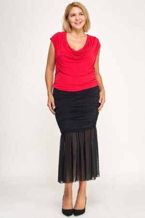 Plus Size Draped Cowl Neck Cap-sleeve Blouse Plus Size Draped Cowl Neck Cap-sleeve Blouse